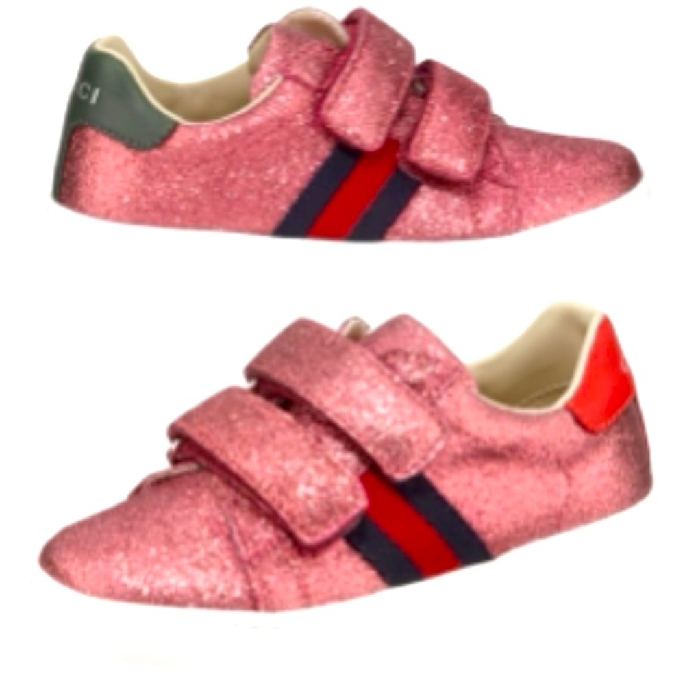Gucci Ace Web-Trim Glittered Sneaker Toddler 27